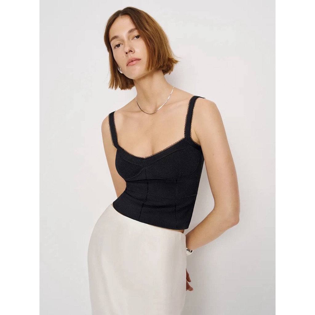 Nwt Reformation Waverly Sweater Knit Tank Top In Black